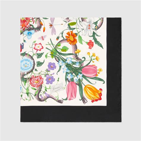 gucci flora snake foulard silk scarf|GUCCI Flora floral.